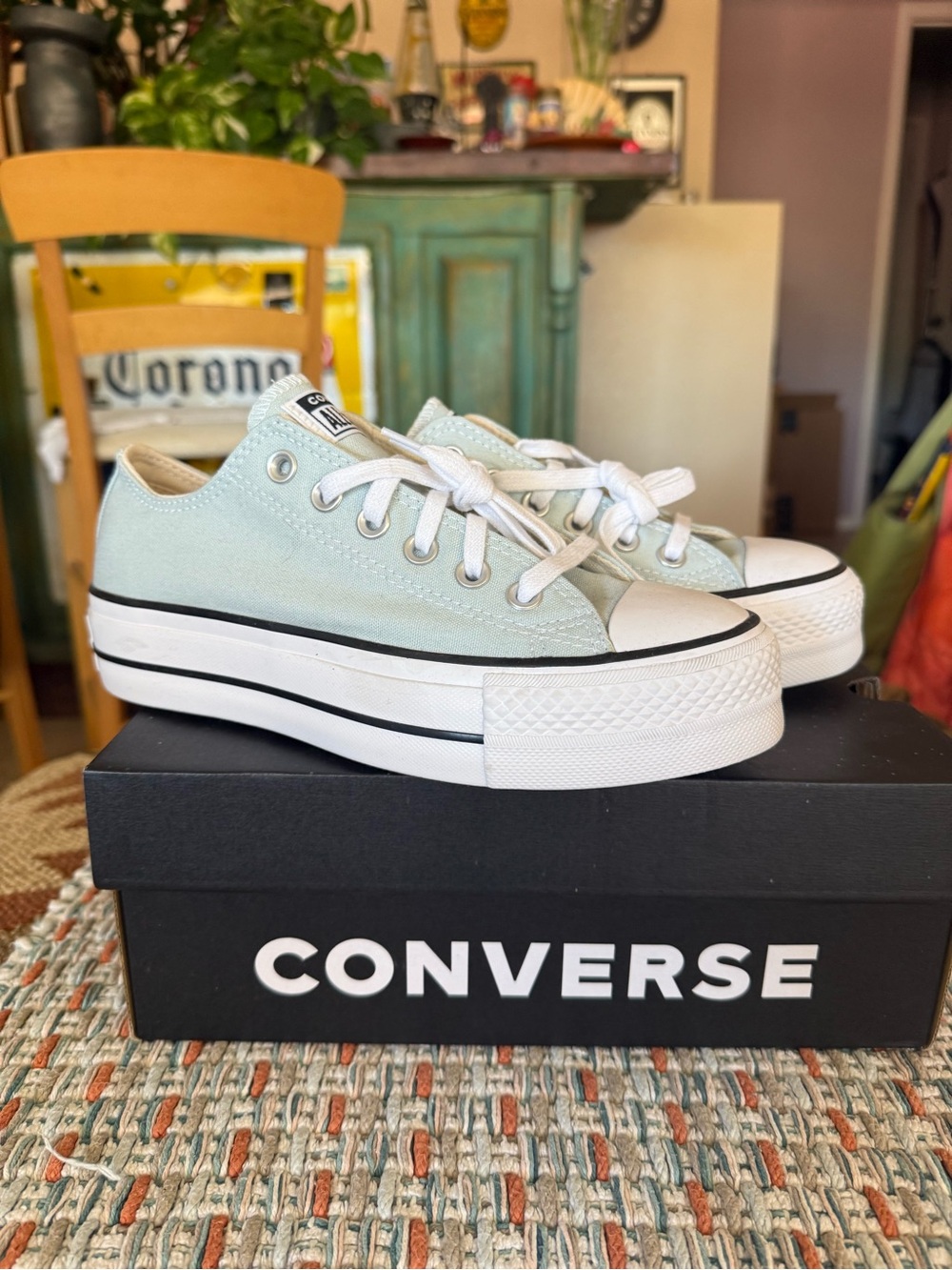 Converse CTAS Lift Ox Platform Sneakers Seafoam Green Women’s 6.5 NIB
